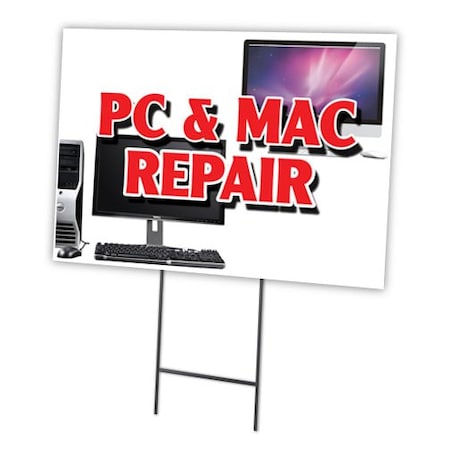 Pc & Mac Repair Yard Sign & Stake Outdoor Plastic Coroplast Window